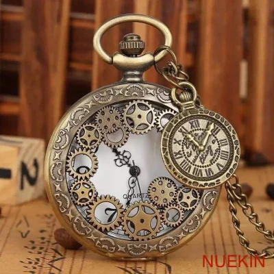 Unique Pocket Watch Necklace Vintage Antique Quartz Pendant  Chain Clock Wedding Anniversary  Birthday Gift
