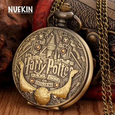 Harry Potter Pocket Watch Necklace Vintage Antique Quartz Pendant  Chain Clock Wedding Anniversary  Birthday Gift