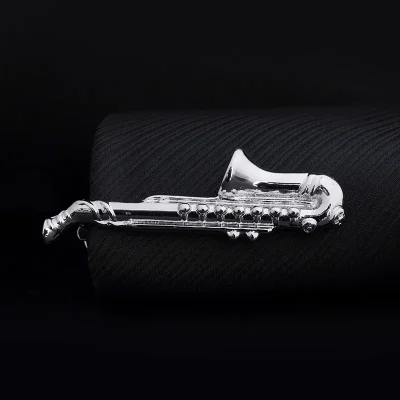 Saxophone Tie Pin for music song Men Tie Clip For Men Wedding Necktie Tie Clasp Clip Gentleman Ties Bar Crystal For Men's Accessories